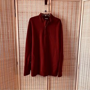 Lands End Burgundy Heavyweight Cotton knit Long Sleeved Quarter zip LT